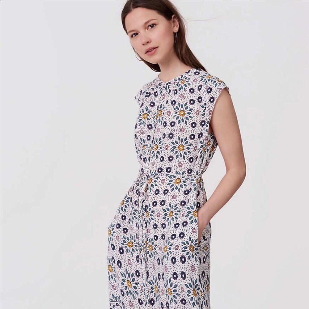 Loft Painterly Floral Flutter Shirtdress